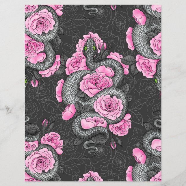 Serpents et roses roses (Devant)