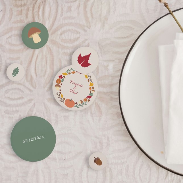 Serre et Mariage de automne Confetti (Wreath & Fall Wedding Confetti)