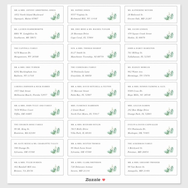 Serre | Étiquettes de adresse individuels (Feuille)