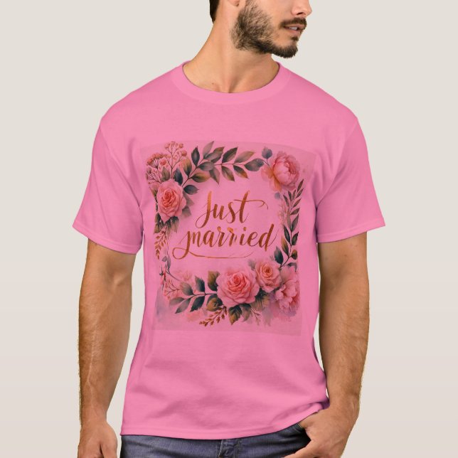 Serre Florale Romantique Juste Marié Mens Tshirt (Devant)