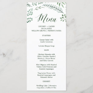 Serre rustique avec Mariage Feuille vert Carte men
