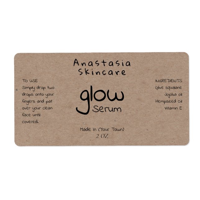 Sérum minimaliste manuscrit stylisé Étiquettes (Devant)