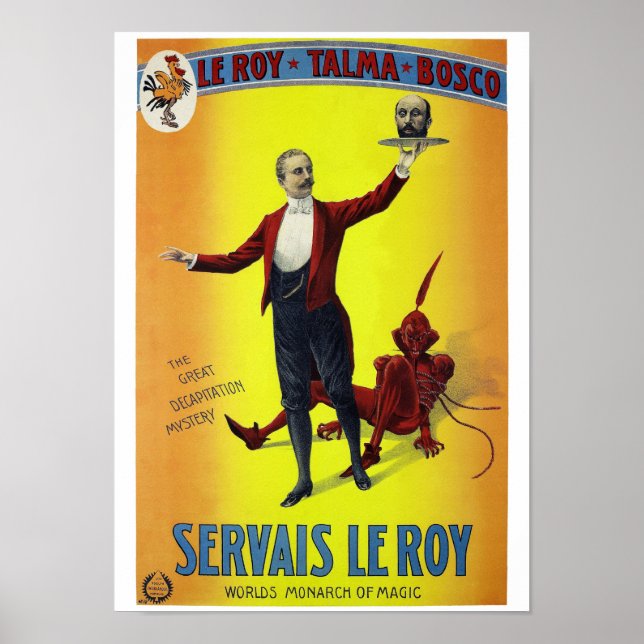 Servais Leroy Restauré Poster Magicien Vintage (Devant)