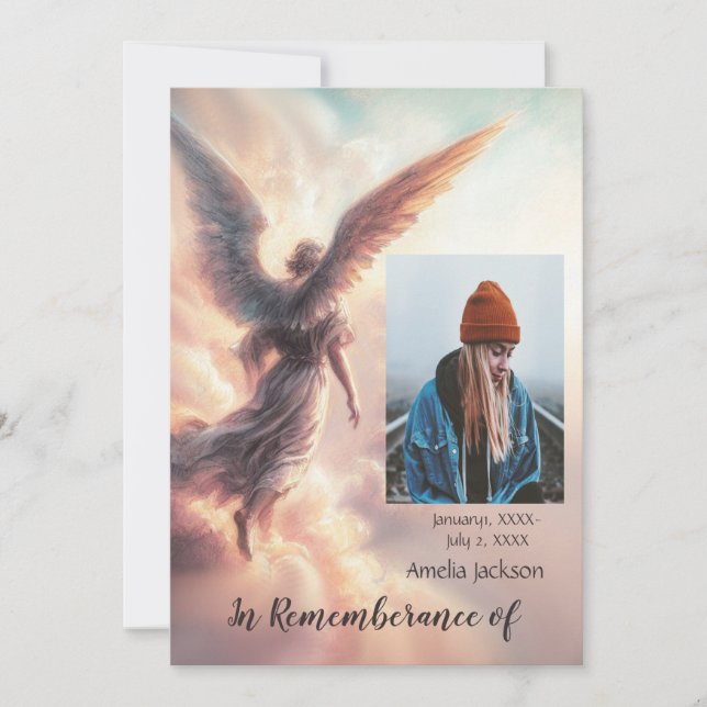 Service commémoratif Invitation Angel Sky Clouds (Devant)