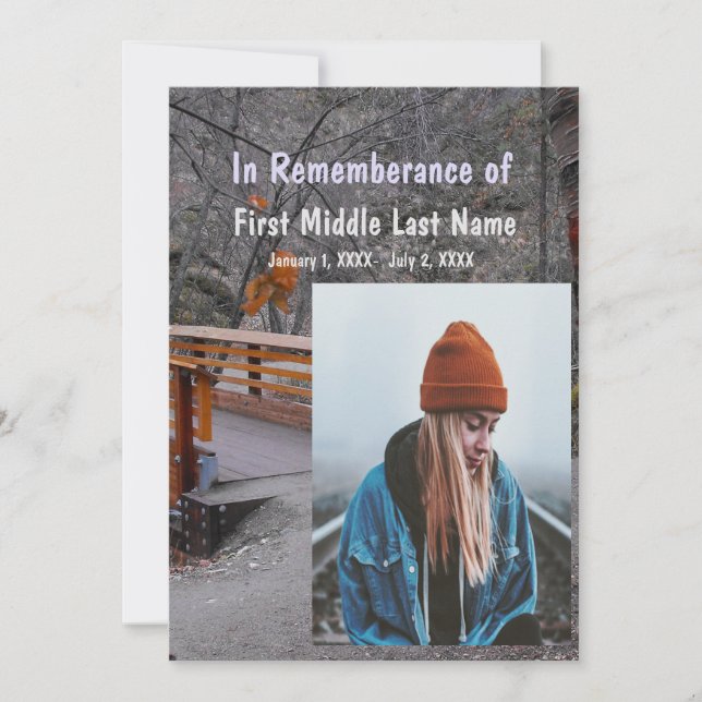 Service commémoratif Invitation Bridge Forêt Arbre (Devant)