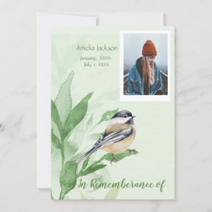 Service commémoratif Invitation Chickadee Bird Bot