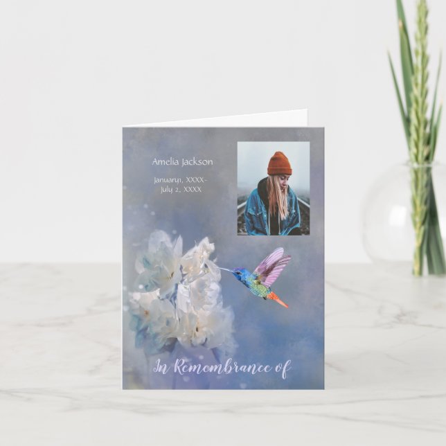 Service commémoratif Invitation Hummingbird White  (Devant)