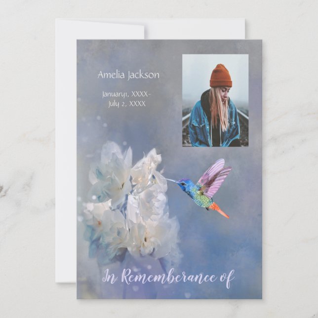 Service commémoratif Invitation Hummingbird White  (Devant)