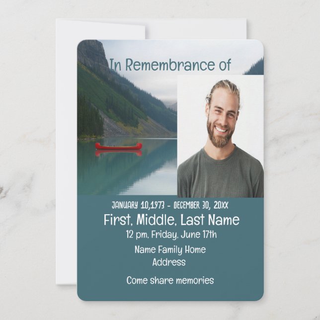 Service commémoratif Invitation Lake Red Canoe (Devant)