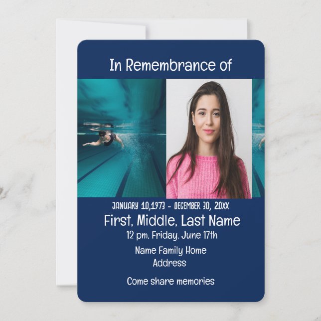 Service commémoratif Invitation nage (Devant)
