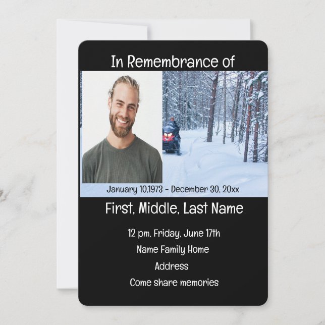 Service commémoratif Invitation Snow Mobile Sports (Devant)