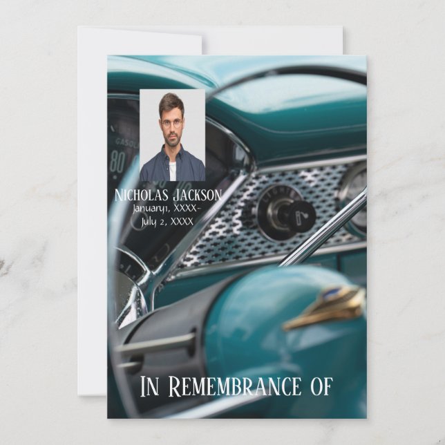 Service commémoratif Invitation voitures anciennes (Devant)