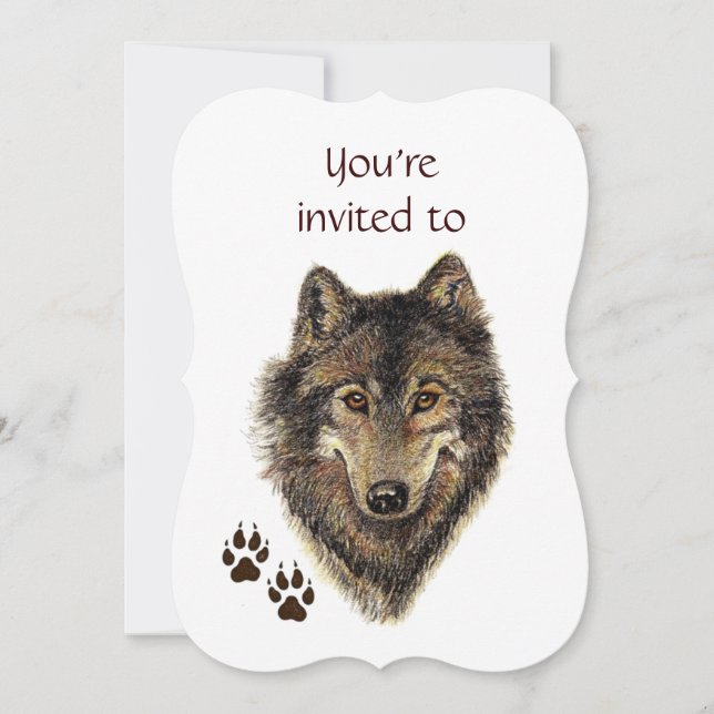 Service commémoratif Invitation Wolf Animal Art (Devant)