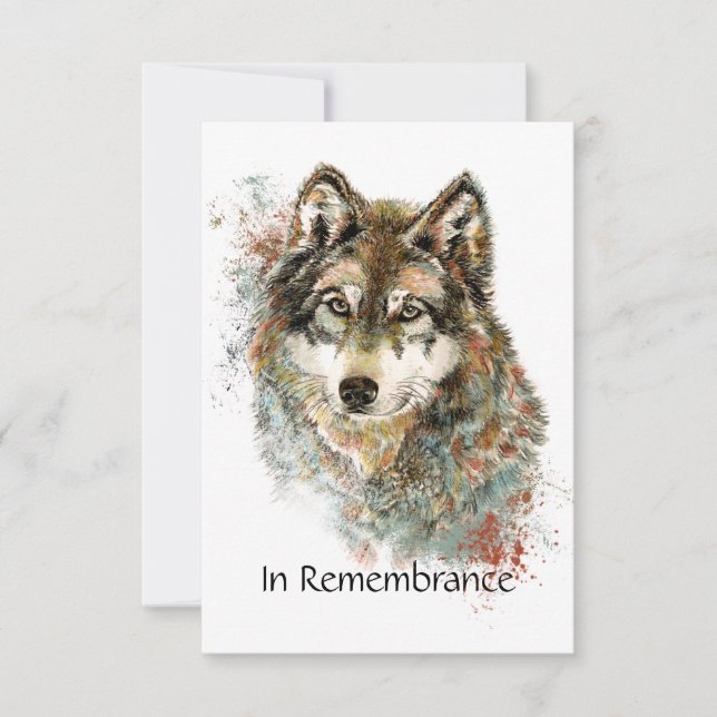 Service commémoratif Invitation Wolf Wildlife Art (Devant)