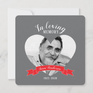 Service commémoratif photo ruban rouge invitations