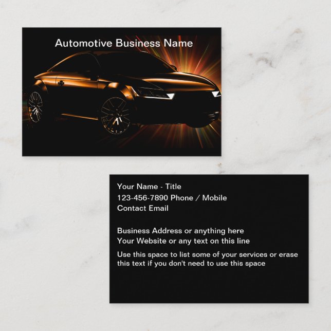 Service de détail Coolest Automotive Cartes d'affa (Devant / Derrière)