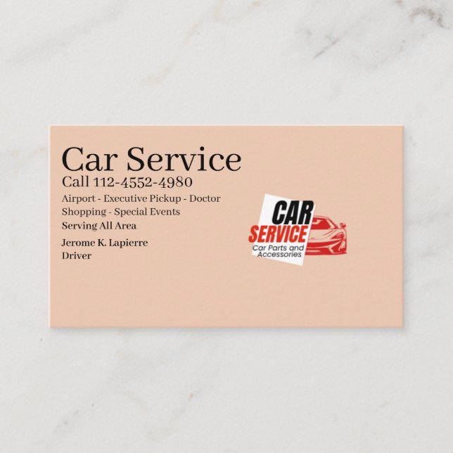 Service de voiture de luxe ou carte de visite mode (Devant)
