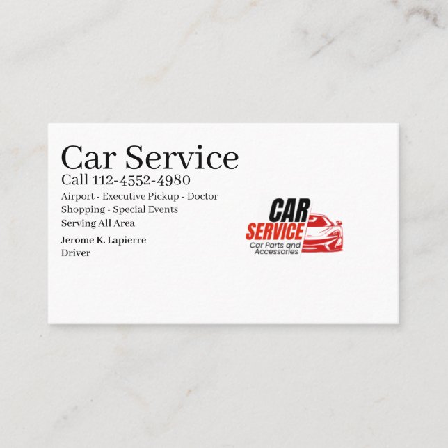 Service de voiture de luxe ou carte de visite mode (Devant)