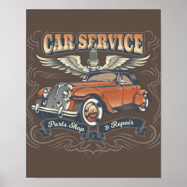 Service de voiture poster vintage (Devant)