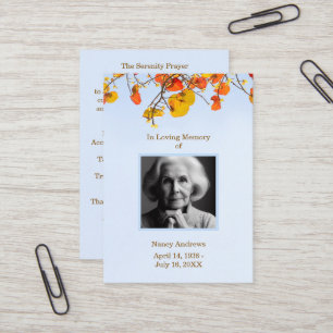 Service funéraire Carte de prière Sky Feuilles