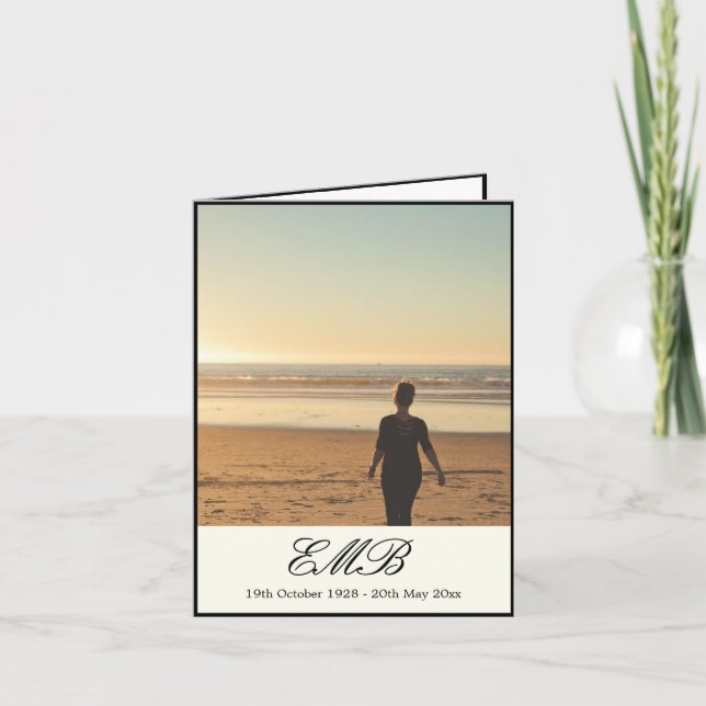 Service funéraire Monogramme Photo Invitation (Devant)