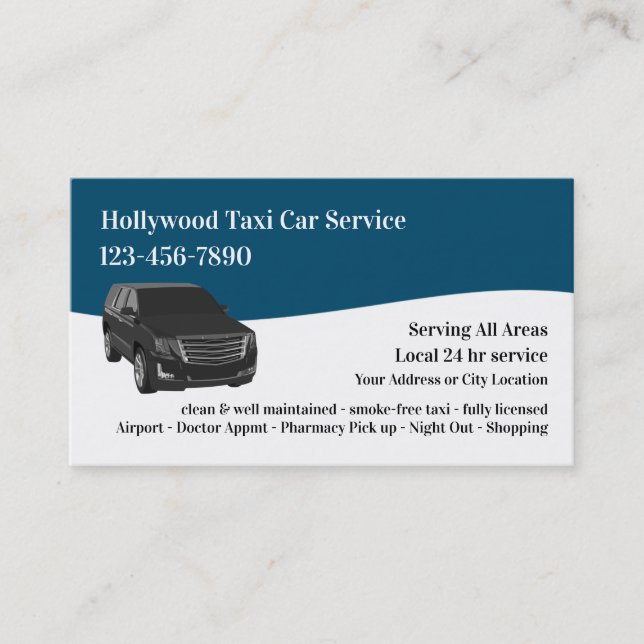Service Voiture de luxe Taxi Cartes de visite (Devant)