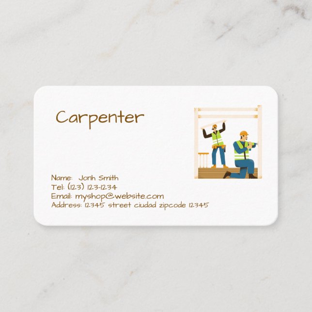 services de menuisier carte de visite modifiable (Devant)