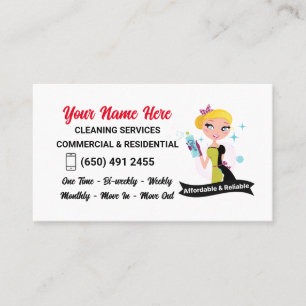 Services de nettoyage Janitor Lady Carte de visite