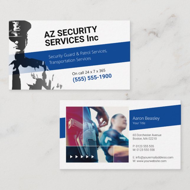 Services de sécurité | Carte de visite de police p (Devant / Derrière)
