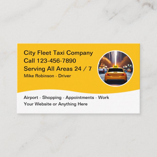 Services de transport de taxi Cartes de visite mod (Devant)
