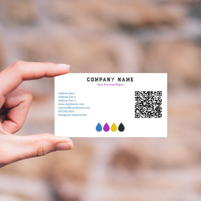 Services d'impression Carte de visite de l'encre C (Printing Services CMYK Ink Drops Business Card)