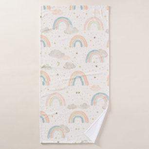 Serviette à capuche bébé arc-en-ciel pastel aquare