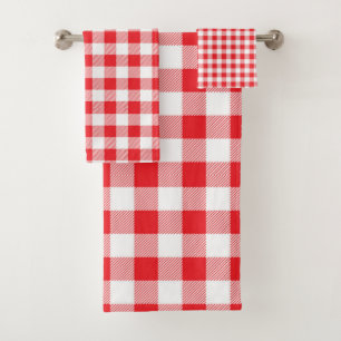 Serviette à carreaux rouge et blanc élégante de lu