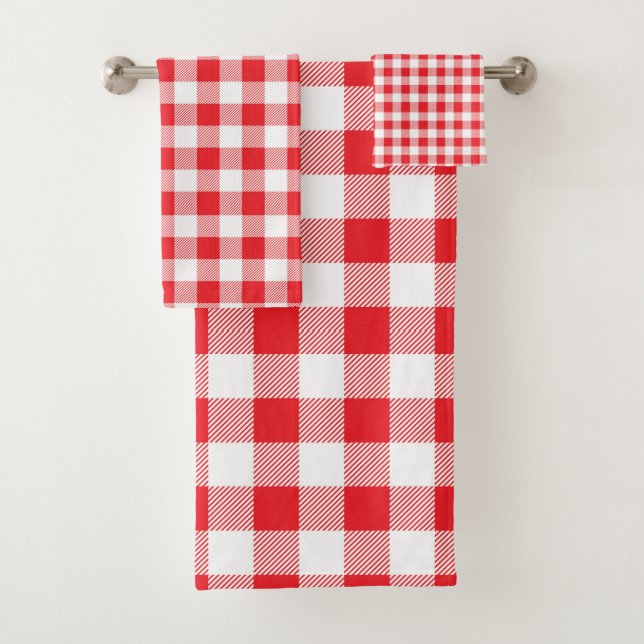 Serviette à carreaux rouge et blanc élégante de lu (En situation)