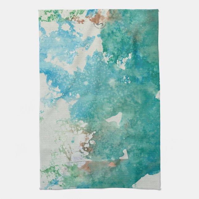 Serviette à impression verte et bleue Maddie (Vertical)