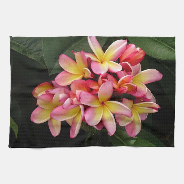 Serviette à main à fleurs rose et jaune (Horizontal)