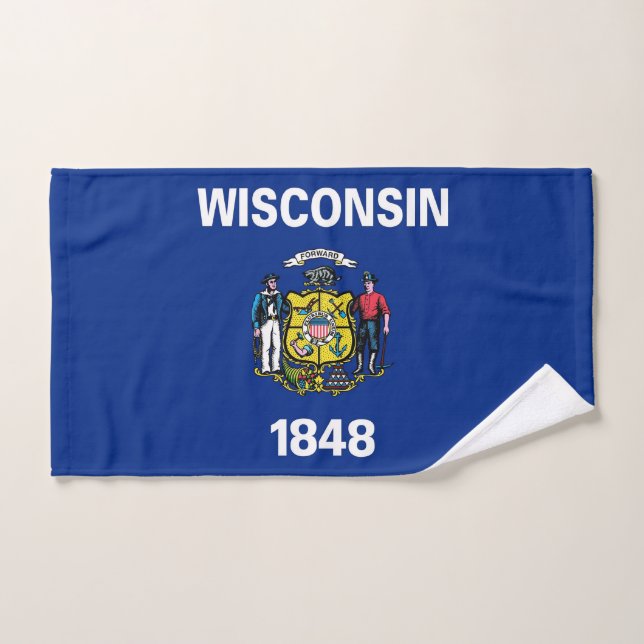 Serviette à main avec Drapeau du Wisconsin State,  (Serviette à main)