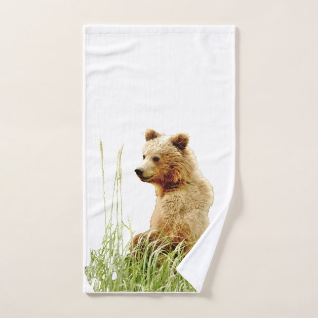 Serviette à main avec ourlet grizzli (Serviette à main)