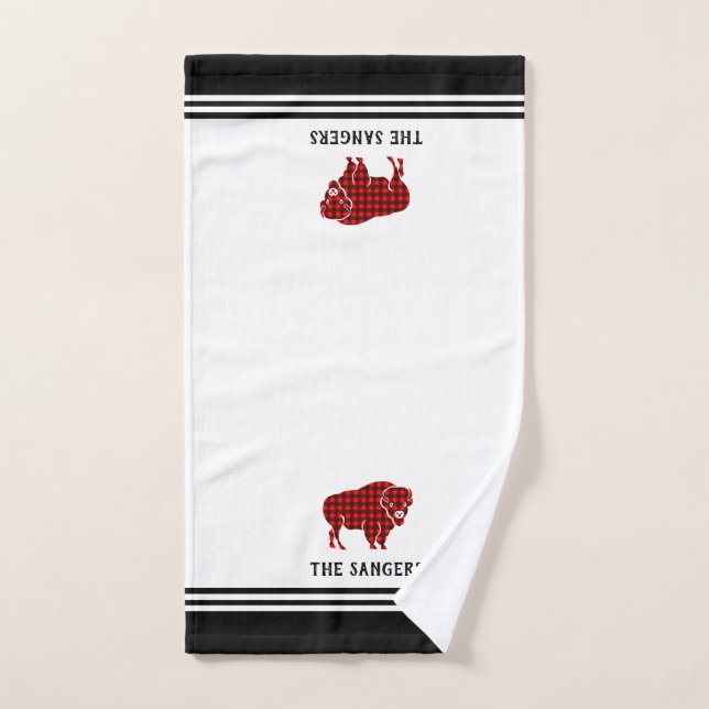 Serviette à main de Buffalo rouge noir et blanc (Serviette à main)