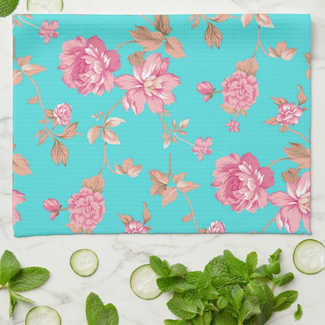 Serviette à main de cuisine/Floral (Plié)