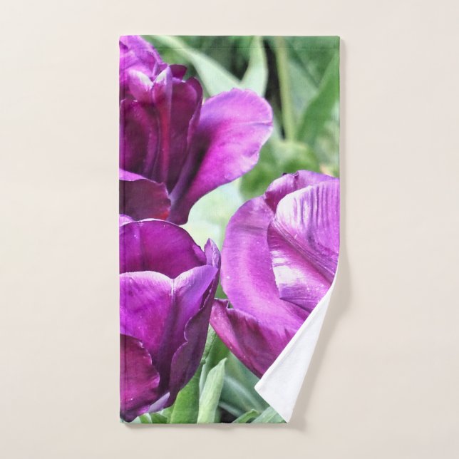 Serviette à main de tulipes violettes (Serviette à main)