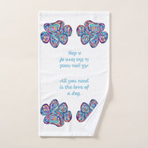 Serviette à main empreinte de patte de chien Love