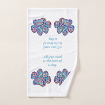 Serviette à main empreinte de patte de chien Love 