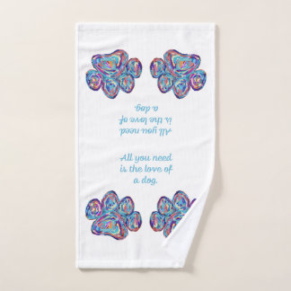 Serviette à main empreinte de patte de chien Love 