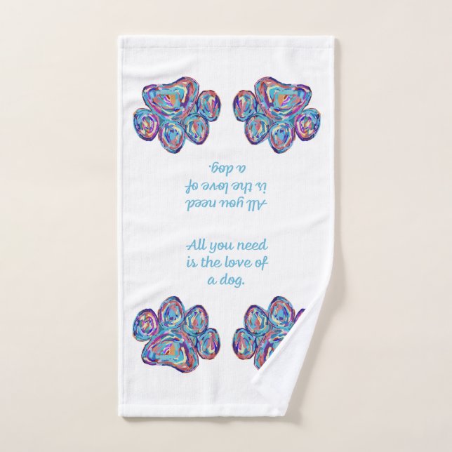 Serviette à main empreinte de patte de chien Love  (Serviette à main)