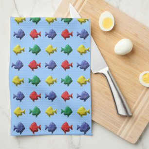 Serviette à main Motif de poisson coloré