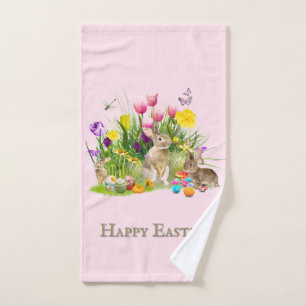Serviette à main pour lapin et oeufs de Pâques