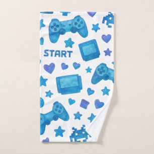 Serviette à main Retro Gamer - Jeu vidéo bleu