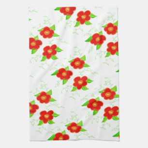 Serviette à main rouge Floral