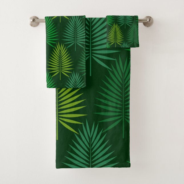 Serviette à motif botanique de feuilles de palmier (En situation)